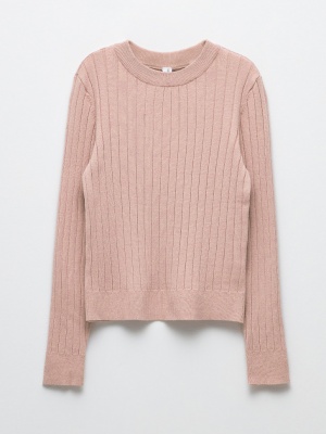 Вязаный джемпер для девочек (розовый, 122) Sela  фото, kupilegko.ru